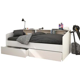 Stauraumbett Sleep mit Bettschubkasten - Weiß / Farbeinsatz