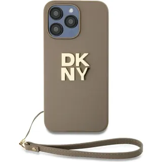 DKNY Wrist Strap Stock Logo Hülle iPhone 15 Pro – Beige