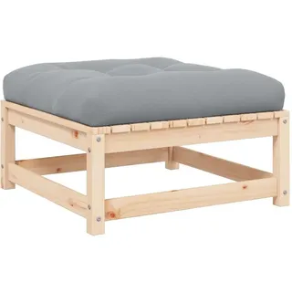 vidaXL Garten Fußhocker mit Kissen, Modular Gartenmöbel Lounge, Sitzhocker Hocker für Garten Terrasse Balkon, Holzhocker Gartenhocker, Massivholz Kiefer