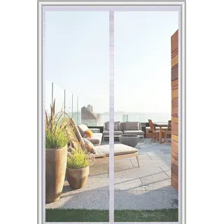 Fliegengitter Balkontür 105x240 cm,Magnet Fliegengitter Tür,Fliegenvorhang Terrassentür Magnete Türe Ohne Bohren, Fliegennetz Balkon Insektenschutz Tür,Leistungsstarke Magnete Dichtung,Weiß