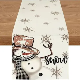 Weihnachtsdeko Tischläufer Schneemann Winter Wasserabweisend 40X140