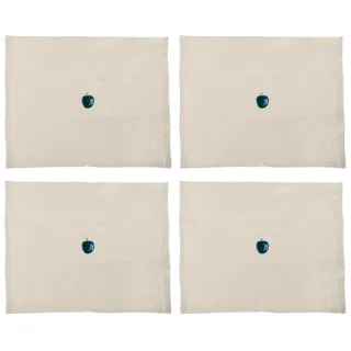 BENETTON - Satz von 4 Tischsets, 45x35cm 180GSM in Baumwolle, Creme und blau