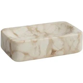 Aquanova Seifenschale Blake, Beigebraun, Stein, Marmoroptik, 7x3.5x12 cm, Badaccessoires, Waschplatzzubehör, Seifenschalen