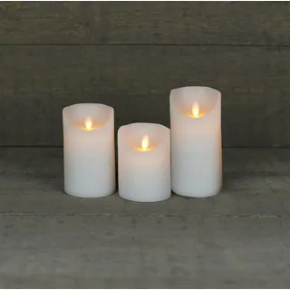 Coen Bakker Deco BV LED-Kerze 3er Set LED Echtwachskerze 10 / 12,5 & 15 cm, Ø 7,5 cm (3-tlg), große Farbauswahl, Timerfunktion, flackernder Docht weiß