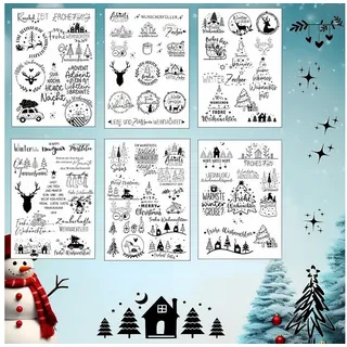 FOUORTUNATE-BEE Zierleisten-Aufkleber Weihnachts-Kerzen Tattoos für DIY-Dekoration, 6-teilig, (6tlg), Wasserschiebefolie für Kerzen – Adventliche Tattoo-Motive