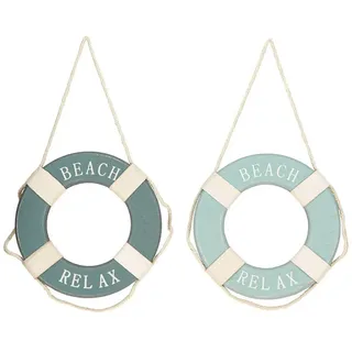 Posiwio Dekofigur Deko Rettungsring Holz Maritim Blau 17cm 2er Set, 2 Stück blau