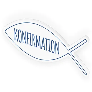 itenga Türschild Fisch Konfirmation 30,0 x 11,5 cm Tischdeko Aufsteller Schild Deko Schrift (blau)