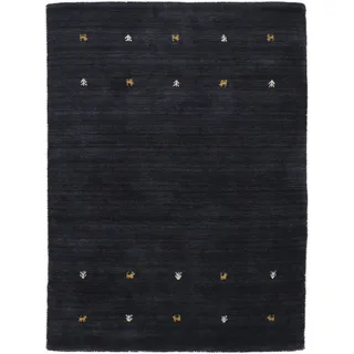 carpetfine Gabbeh Uni Wollteppich 300 x 400 cm Schwarz