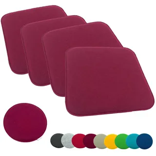 heimtexland ® 4er Pack Sitzkissen Filz Stuhlkissen Bodenkissen Polster Stuhlauflage Indoor Outdoor Kissen eckig Typ631 Filzkissen Bordeaux rot 35x35 cm 4 Stück