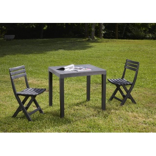 Dmora - Set für den Außenbereich Ortisei, Garten-Set mit 1 rechteckigen Tisch und 2 Klappstühlen, Indoor und Outdoor von Pic NIC, 100% Made in Italy, Anthrazit