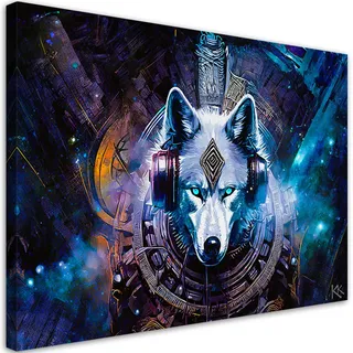 Feeby Leinwandbild, Blau, Textil, Tiere, Rechteckig, 90x60 cm, Bilder und Zubehör, Wandbilder, Leinwandbilder
