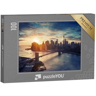 puzzleYOU Puzzle Manhattan im Sonnenuntergang, New York, 100 Puzzleteile, puzzleYOU-Kollektionen New York, Sonnenuntergang