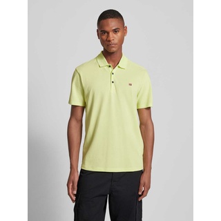 Slim Fit Poloshirt mit Logo-Stitching Modell 'EALIS', Neon Gelb, S