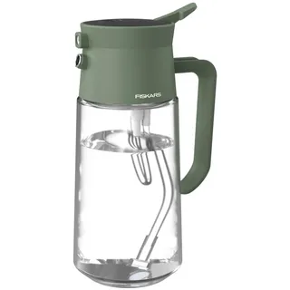 Fiskars Urban Plant Care Sprüh- und Gießkanne aus Glas, 0,5l, 2-in-1-Funktion für Zimmerpflanzen, Feiner Sprühnebel und gezielter Ausguss, Höhe 20,9 cm, Glas, Olivgrün, 1080774