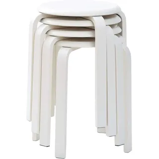 IBUYKE 4er Set Esszimmer-Hocker, Holz-Stapelstuhl mit Rutschfest (kreisförmig)