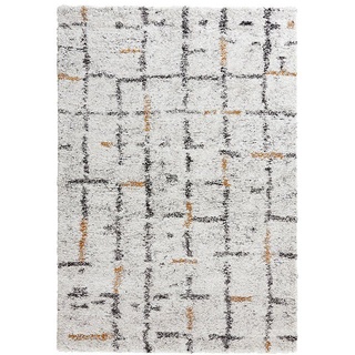 Teppich Hochflor Teppich Grid creme, MINT RUGS, rechteckig, Höhe: 30 mm weiß 200 cm x 290 cm x 30 mm