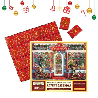 Storaffy Adventskalender 2023 Weihnachts Puzzles | 1000 Teile Puzzles für Erwachsene Kinder | 24 Tage Weihnachts Countdown Puzzle Adventskalender | Puzzle Familienspiel Freunde