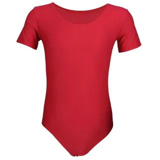 Aquarti Mädchen Kurzarm Ballettanzug Einfarbig, Farbe: Rot, Kinder Größe: 152 - 152