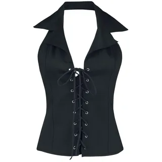 Gothicana by EMP Damen schwarzes Neckholder-Top mit Schnürung und Kragen XXL - XXL