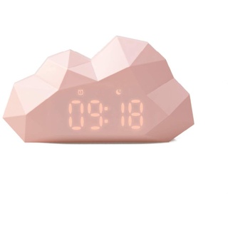 Mini Cloudy Leuchtender Digital-Wecker - Schreibtisch- & Nachttischuhr - Snooze-Funktion - für Erwachsene & Kinder - Modernes Originelles Design - Schlafzimmerdekoration - Kleine Größe - Pink - Mob