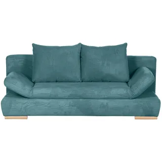 home24 Schlafsofa, Türkis, Holz, Buche, massiv, 2-Sitzer, Füllung: Schaumstoff, 200x75x92 cm, Liegefunktion, Rücken echt, Wohnzimmer, Sofas & Couches, Schlafsofas, Schlafsofas mit Bettkasten