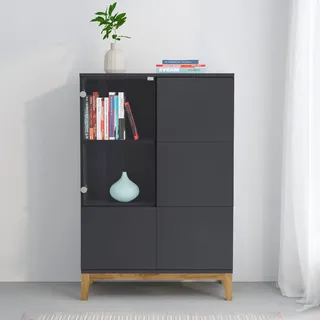OTTO home Highboard 80 x 122 x 40 cm Grau / Wotan Eiche