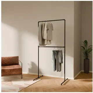pamo. design Kleiderständer offener Kleiderschrank LAS, freistehender Garderobenständer, (Kleiderstange ohne Bohren), Stummer Diener ohne Bohren, stabil & schnell montierbar schwarz 99 cm x 194 cm x 60 cm