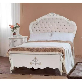 JVmoebel Bett Design Bett 120x200cm Chesterfield Holzbett Hotelzimmer Ehe (1-tlg., Nur Bett), Made in Italy weiß