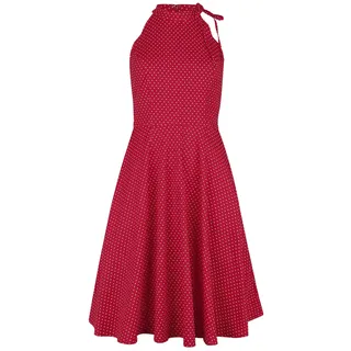 Banned Retro - Rockabilly Kleid knielang - Hattie Halter Spot Dress - XS bis 4XL - für Damen - Größe S - rot/weiß - S