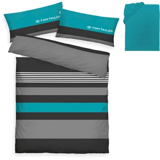 Tom Tailor  Carl Renforcé türkis 135 x 200 cm + 80 x 40 cm inkl. Spannbettlaken 