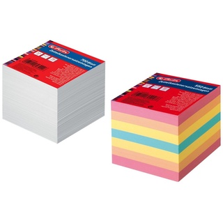Herlitz Füllhalter 2x Herlitz Zettelbox Nachfüller / 700 weiße + 550 Blatt farbige Notizb