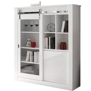 furn.design Vitrine 133 x 38 x 153 cm Weiß