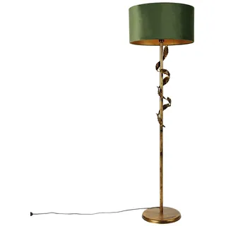 Qazqa classic-antique Stehleuchte mit Schirm, Stehlampe - Linden - Grün, Rund, max. 60W, Geeignet für LED, 171cm, Ideal als Flur, Küche lampe, Schlafzimmerlampe und Wohnzimmerlampe