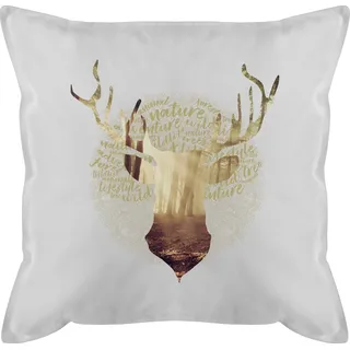 Shirtracer Dekokissen Hirsch Jäger, Dekoration Kissen weiß