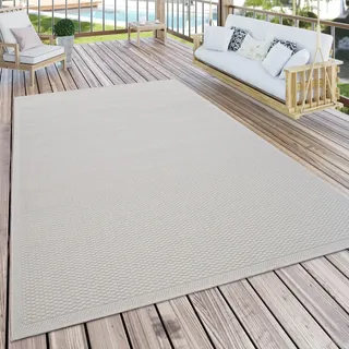 Paco Home Timber 125 Outdoor-Teppich 60 x 100 cm Weiß/Beige