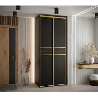Kleiderschrank YVONA 10 - 100/45 cm, schwarz/gold - Schwarz/Gold