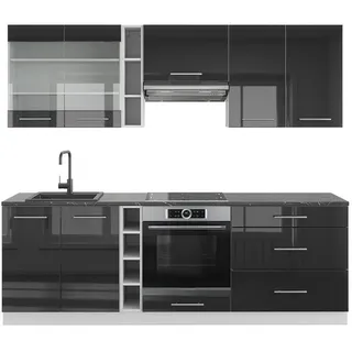 Vicco Küchenzeile Fame-Line 235 cm Anthrazit Hochglanz/Weiß