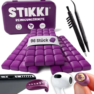 STIKKI Reinigungsset für Handy & Kopfhörer - Reinigungsknete inkl. 2 Tools | Kompatibel mit iPhone & AirPods, USB-C Ladebuchse, Smartphones, 2 Präzisionstools, Rückstandsfreie Reinigung, 96 Anwendungen
