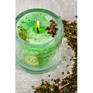 chakrana Duftkerze Chakra–Duftkerze aus Bio-Stearin, Glasbehälter mit edler Geschenkverpackung grün