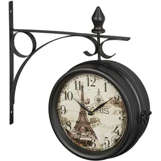 Relaxdays Bahnhofsuhr 35 cm 35 cm schwarz/braun/weiß