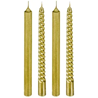 Fééric lights and christmas - 4 Stabkerzen aus Wachs in Gold