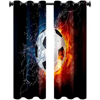 Set von 2 Fußball Verdunkelungsvorhänge 120x140cm - Bunt