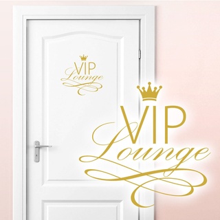 Grandora Wandtattoo VIP Lounge I Gold (BxH) 19 x 18 cm I WC Badezimmer Toilette selbstklebend Türaufkleber Aufkleber Wandaufkleber Wandsticker W5373