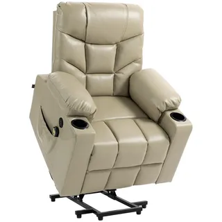 CLP Sessel Andover Kunstleder 100 x 104 x 95 cm Beige elektrisch mit Liegefunktion