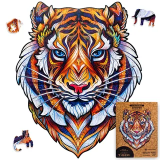 UNIDRAGON Original Holzpuzzle — Lieblicher Tiger, 700 Teile, Royal Größe 17.7 x 22 Zoll (45 x 56 cm) Schöne Geschenkverpackung, Einzigartige Form Erwachsene und