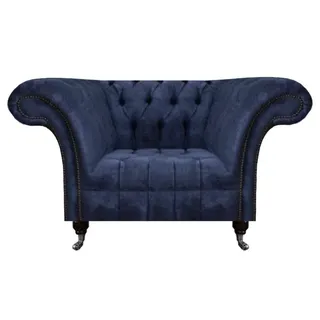 JV Möbel Chesterfield-Sessel Textil 90 x 80 x 130 cm Dunkelblau