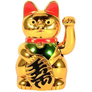 Winkende Glückskatze Winkekatze Lucky Cat, Wackelfigur Glücksbringer Büro Schreibtisch, Winkekatze Gold Winke Katze Chinesische Glücks Katze Glückskatze Glücksbringer