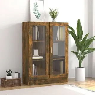 Vitrinenschrank Bücherschrank Aktenschrank Büroschrank Vitrine Schrank Bücherregal Sideboard Räuchereiche 82,5x30,5x115 cm Holzwerkstoff 82.5 x 30