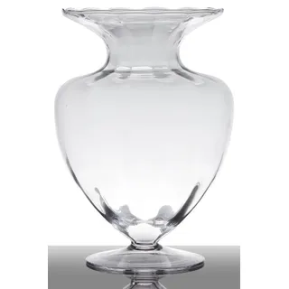INNA-Glas Bodenvase Glas Kendra auf Standfuß, Trichter - rund, klar, 33cm, Ø 23,5cm weiß