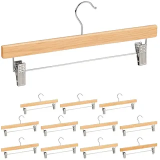 Relaxdays Hosenbügel Holz Braun/Silber 12 St.